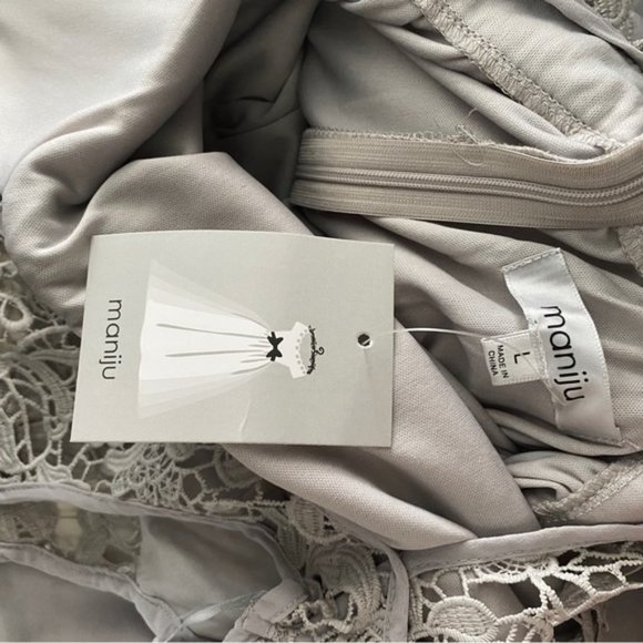 Maniju Lulus Savannah Nights Sleeveless Open Back Gown Maxi Dress Grey Gray New - Picture 11 of 16